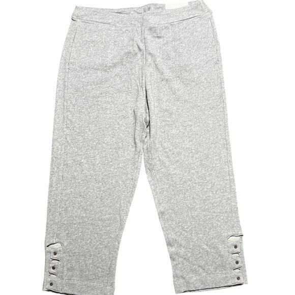 Soft Surroundings Straight Leg Buttoned Hem Crop Pants Womens L (14-16) Gray NWT - Picture 1 of 7